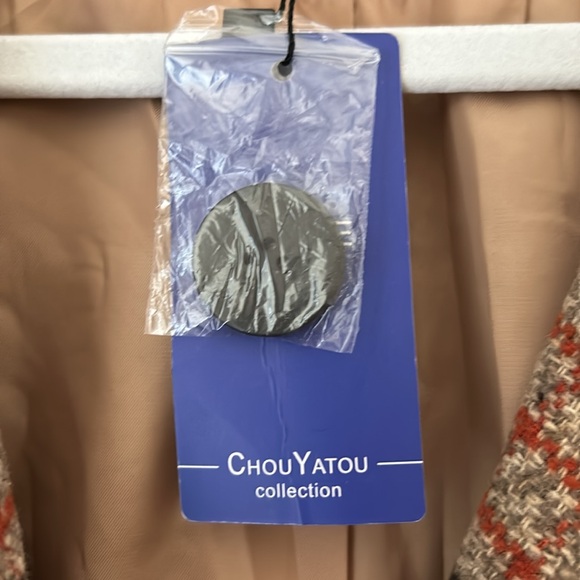 CHARTOU Women's Size XXL Lapel Collar Plaid Double Breasted Long Trench Coat - Picture 7 of 9